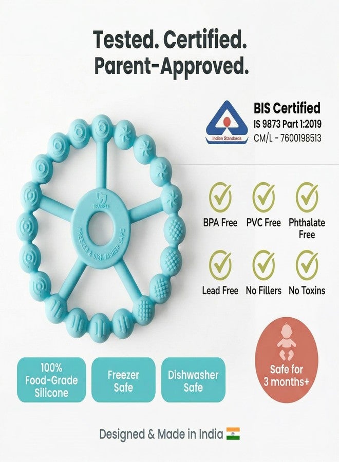 Cubkins Silicone Ring Teether for Babies 3-12 Months | BIS Certified, BPA Free, Food Grade | Teething Ring for Soothing Gums | Zero Plastic | Easy Grip Baby Teething Toy (Java Banana) - Image 4
