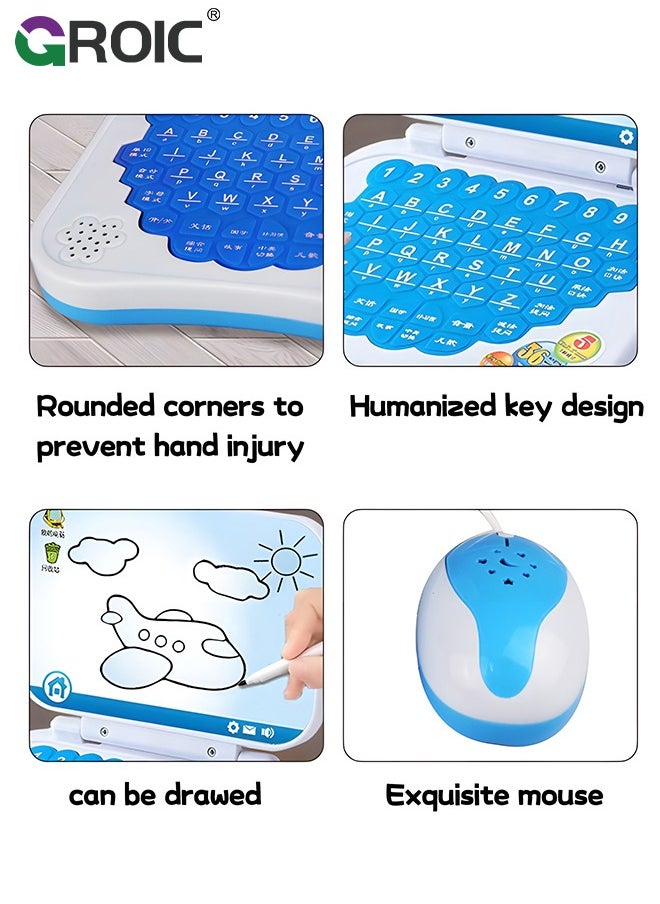 GROIC Learning Computers with Drawing Board for Kids,Educational and Bilingual Laptop Chinese and English,Kids Toy Laptop Tablet Learning Educational Game for Kids - Pink  - Image 5