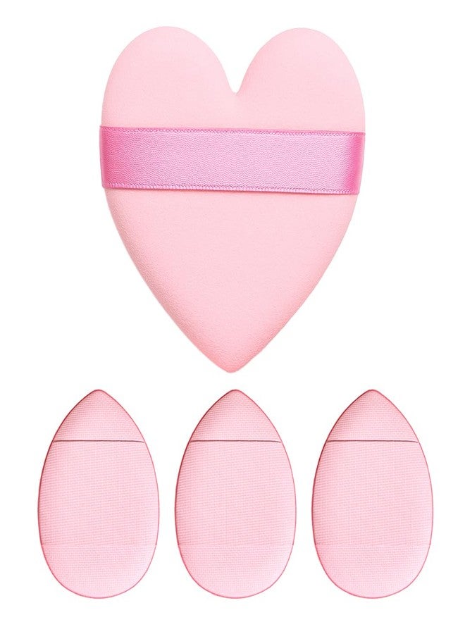Gleva 4 Pcs Heart Shaped Finger Powder Puff Mini Soft Face Makeup Sponges, Loose powder Concealer Foundation Blending Sponges, Makeup Blender, Contouring, Wet & Dry Tool Washable Reusable (Multicolor) - Image 1