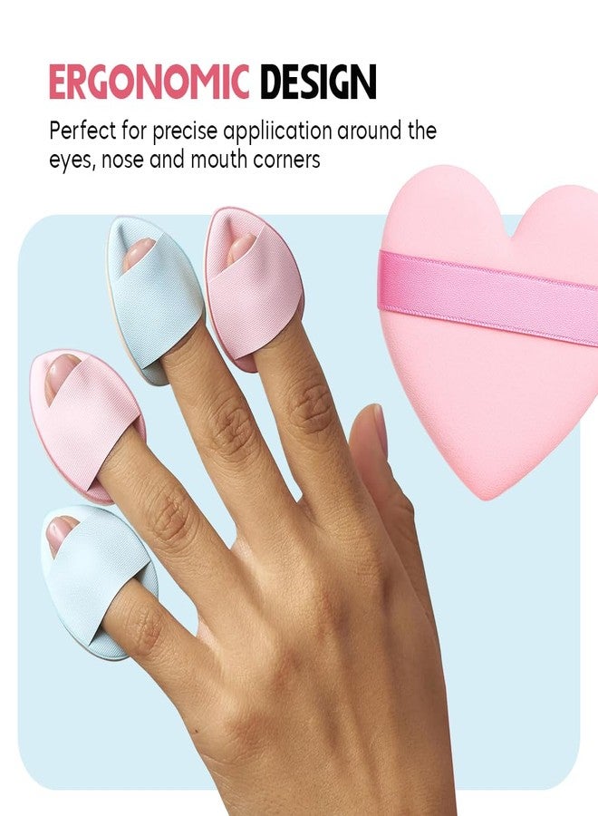 Gleva 4 Pcs Heart Shaped Finger Powder Puff Mini Soft Face Makeup Sponges, Loose powder Concealer Foundation Blending Sponges, Makeup Blender, Contouring, Wet & Dry Tool Washable Reusable (Multicolor) - Image 3