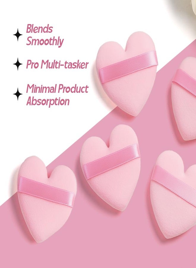 Gleva 4 Pcs Heart Shaped Finger Powder Puff Mini Soft Face Makeup Sponges, Loose powder Concealer Foundation Blending Sponges, Makeup Blender, Contouring, Wet & Dry Tool Washable Reusable (Multicolor) - Image 2