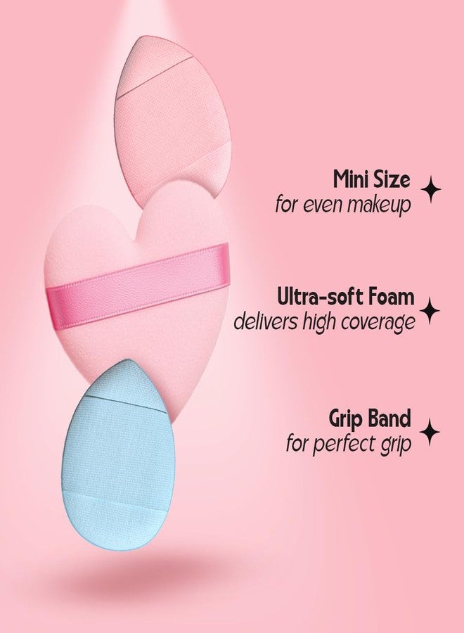 Gleva 4 Pcs Heart Shaped Finger Powder Puff Mini Soft Face Makeup Sponges, Loose powder Concealer Foundation Blending Sponges, Makeup Blender, Contouring, Wet & Dry Tool Washable Reusable (Multicolor) - Image 5