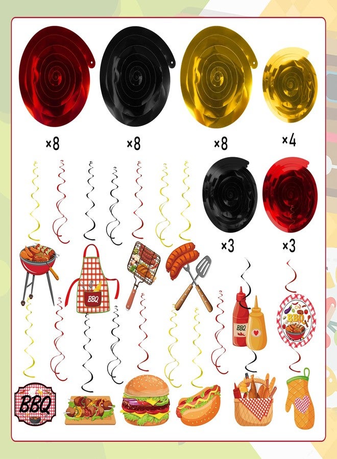 Atiloy 58 PCS Summer Picnic Party Hanging Decoration BBQ Party Decorations BBQ Picnic Birthday Hanging Swirl for Kids Summer Picnic Holidays Birthday Carnival Party Supplies - Image 4