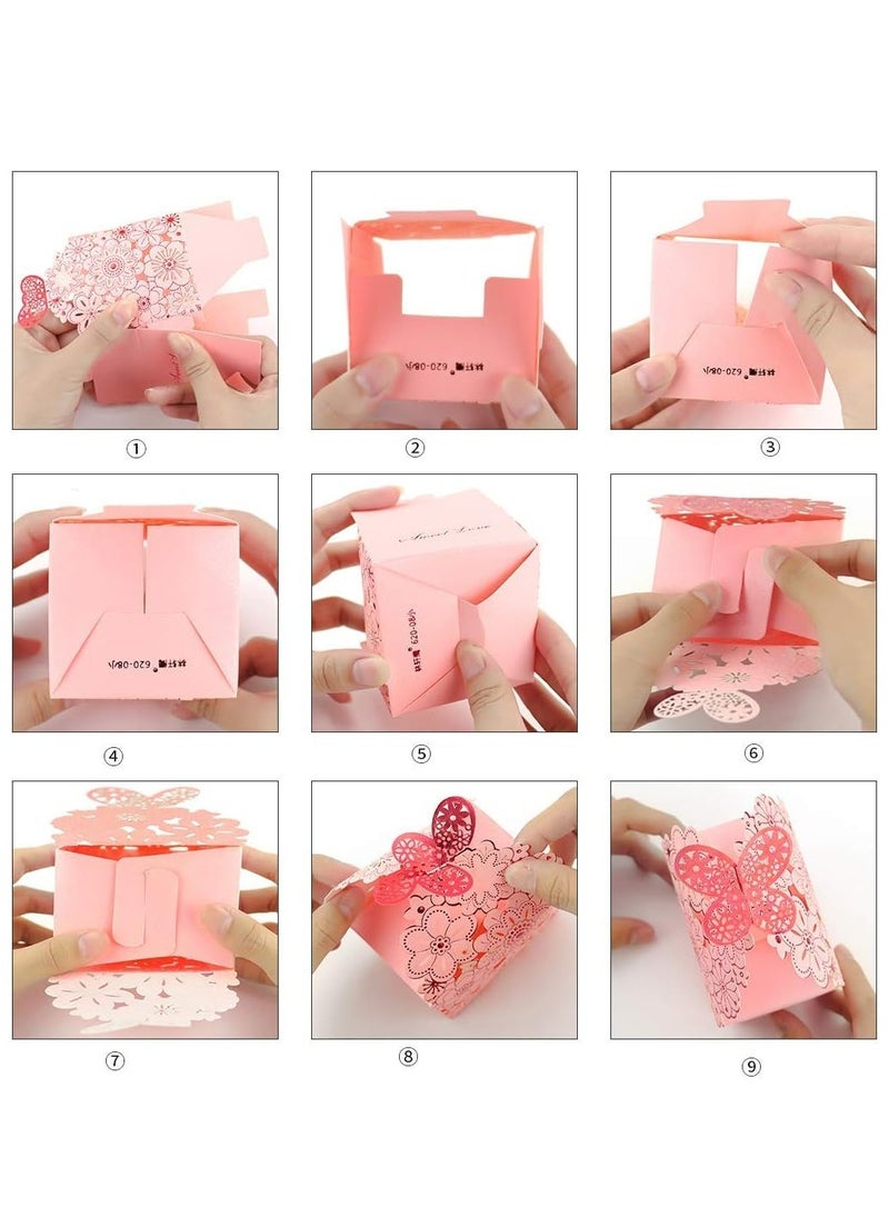 Oasisgalore 50Pcs Flower Butterfly Hollow Candy Box Mini Cookie Gift Boxes for Wedding Birthday Party  - Image 4