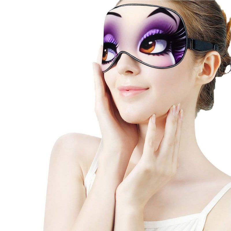Funny Heavy Makeup And Big Eyes Printed High Quality Sleep Mask 100 Percent Light Blocking Soft Comfortable Lightweight Portable Eye Mask For Insomnia Travel Work Napping - Image 1