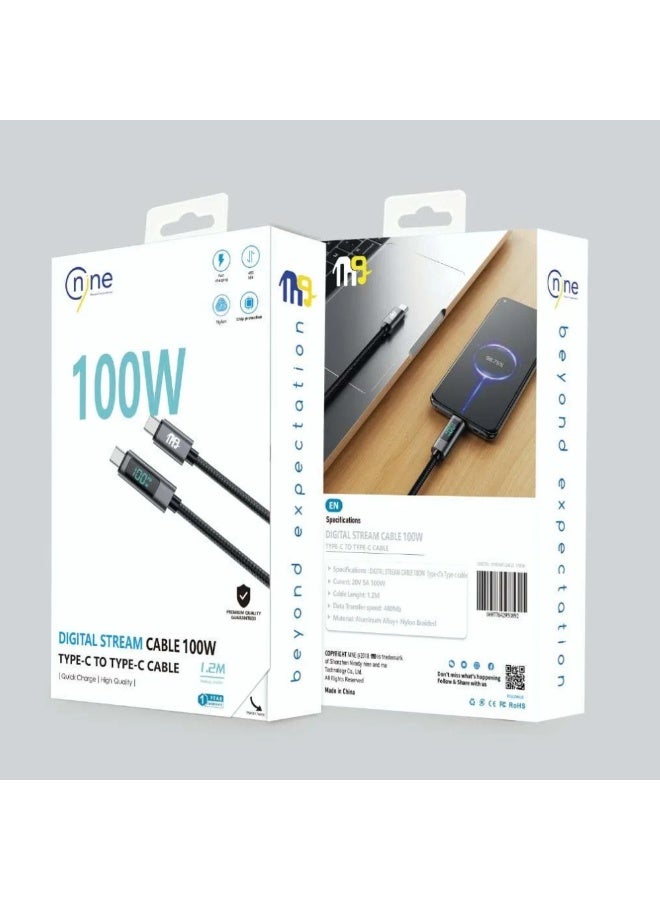 Nine SPARKLE Digital USB-C to USB-C Cable 100W 1.2M Fast Charging - Image 2