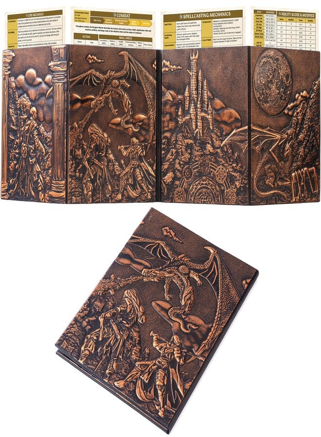Soar Forge DM Screen for DND with 4 Wider Panels - Stunning Panoramic Battle Scene & Clear Game Master GM Pockets - 3D Embossed Faux Leather Dungeon Master Screen for D&D, RPG (Fits US Letter 8.5 x 11) - Image 1