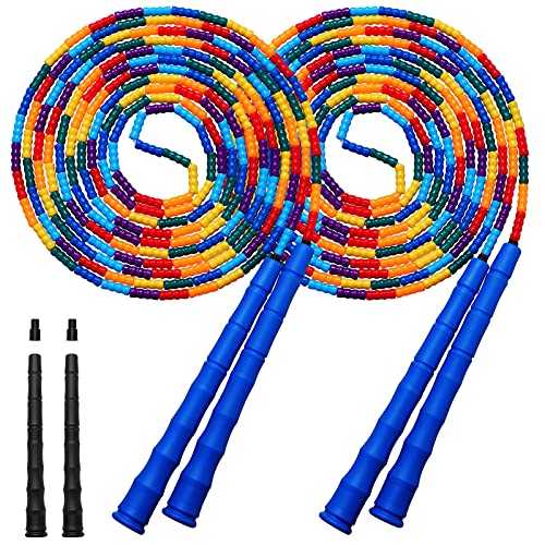 Kingcolor Double Dutch 16 FT 2 Pack Long Jump Rope, Plastic Segmented Beaded DIY Rope, Suitable for Children and Adults, Long Enough for 5-6 Jumpers (Blue) - Image 1