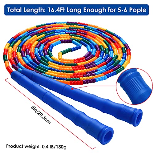 Kingcolor Double Dutch 16 FT 2 Pack Long Jump Rope, Plastic Segmented Beaded DIY Rope, Suitable for Children and Adults, Long Enough for 5-6 Jumpers (Blue) - Image 3