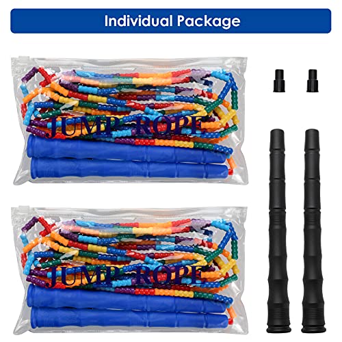 Kingcolor Double Dutch 16 FT 2 Pack Long Jump Rope, Plastic Segmented Beaded DIY Rope, Suitable for Children and Adults, Long Enough for 5-6 Jumpers (Blue) - Image 5