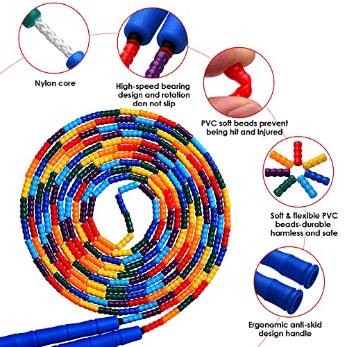Kingcolor Double Dutch 16 FT 2 Pack Long Jump Rope, Plastic Segmented Beaded DIY Rope, Suitable for Children and Adults, Long Enough for 5-6 Jumpers (Blue) - Image 2