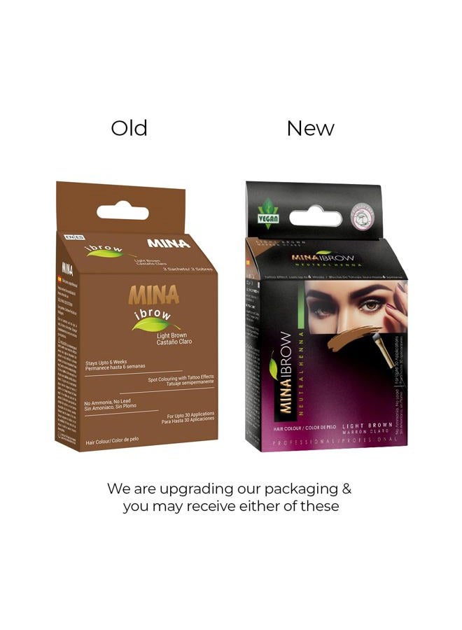 Mina Instant Hair Dye Kit Light Brown | Natural Spot Coloring Tinting Powder, Water & Smudge Proof | 100% Grey Coverage Upto 30 Applications - Image 2