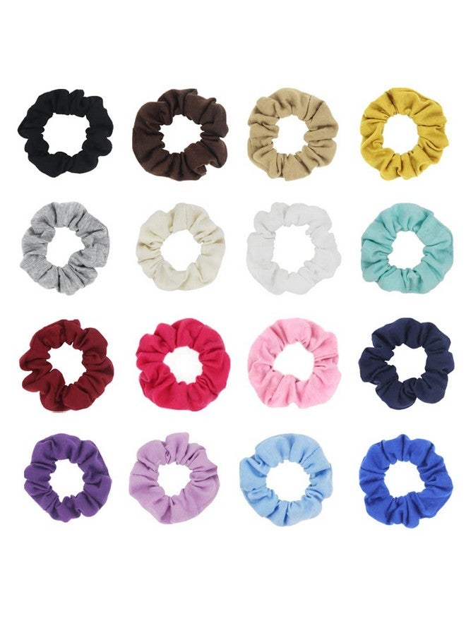 SUSULU Pack Of 16Pcs Cotton Hair Scrunchies Single Jersey Solid Color Ponytail Holders Elastic Hair Ties For Women Accessories - Image 1