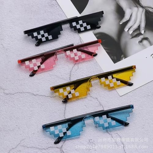 STORE 2508 Pack of 5 Mixed Colours Pixelated Thug Life Party glasses Gangster Gangsta Life Funny Novelty Shades, Photo Props Unisex Sunglasses Eyeglasses - Image 5
