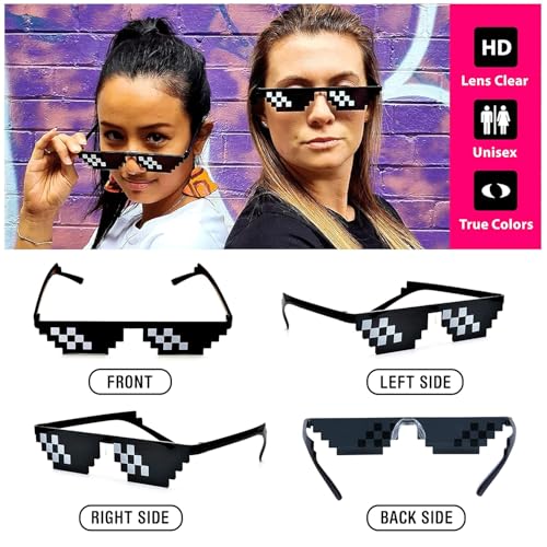 STORE 2508 Pack of 5 Mixed Colours Pixelated Thug Life Party glasses Gangster Gangsta Life Funny Novelty Shades, Photo Props Unisex Sunglasses Eyeglasses - Image 2