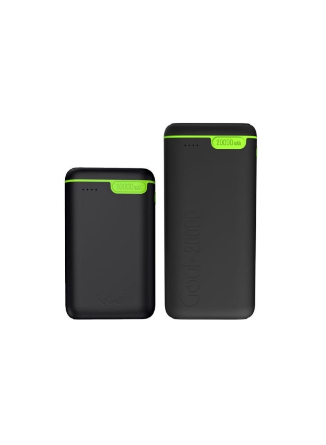 Goui 10000 mAh & 20000 mAh (Pack of 1 each) Kigo Power Bank Portable Charger – Simultaneous Charging for Smartphones, Tablets, Gaming Devices, Bluetooth & More – Compact, Travel-Friendly Design for On-the-Go Power Anywhere - Black Black - Image 1