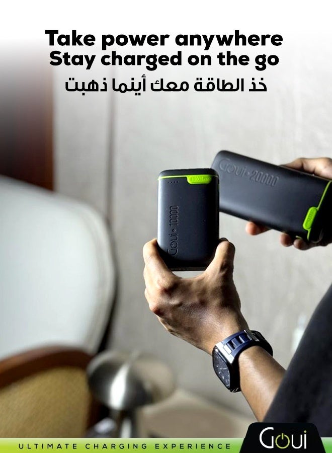 Goui 10000 mAh & 20000 mAh (Pack of 1 each) Kigo Power Bank Portable Charger – Simultaneous Charging for Smartphones, Tablets, Gaming Devices, Bluetooth & More – Compact, Travel-Friendly Design for On-the-Go Power Anywhere - Black Black - Image 3