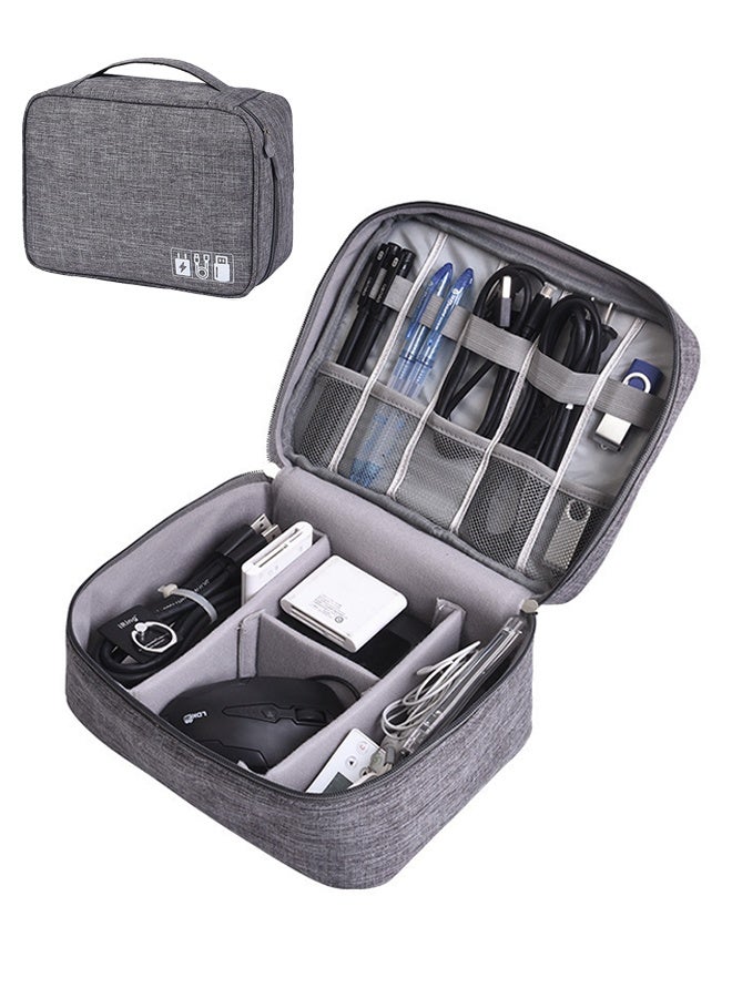 Electronic Organizer Portable Electronic Organizer Bag,Travel USB Cable Accessories Bag,Waterproof Double Layer Travel Cable and Accessories Storage Case,Reusable Travel Storage Bag for Small Charging Cord Storage,Earphones,Charger,Small Electronics,SD Card - Image 1
