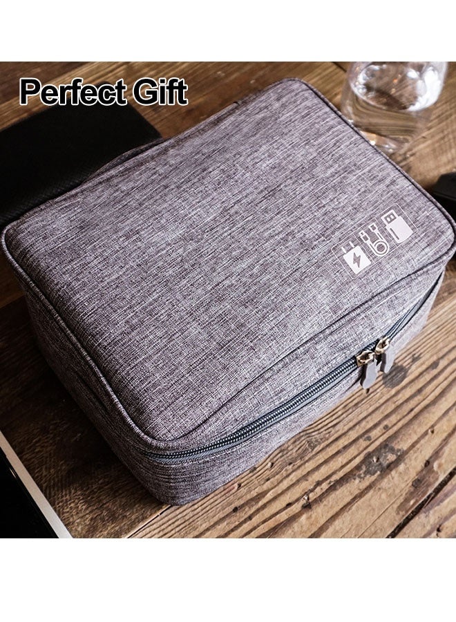 Electronic Organizer Portable Electronic Organizer Bag,Travel USB Cable Accessories Bag,Waterproof Double Layer Travel Cable and Accessories Storage Case,Reusable Travel Storage Bag for Small Charging Cord Storage,Earphones,Charger,Small Electronics,SD Card - Image 5