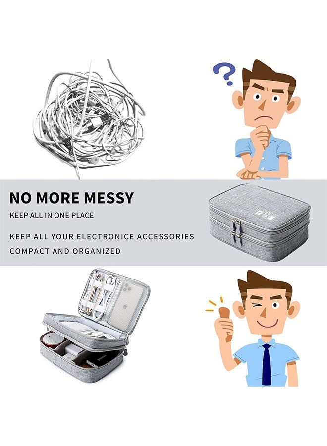 Electronic Organizer Portable Electronic Organizer Bag,Travel USB Cable Accessories Bag,Waterproof Double Layer Travel Cable and Accessories Storage Case,Reusable Travel Storage Bag for Small Charging Cord Storage,Earphones,Charger,Small Electronics,SD Card - Image 3
