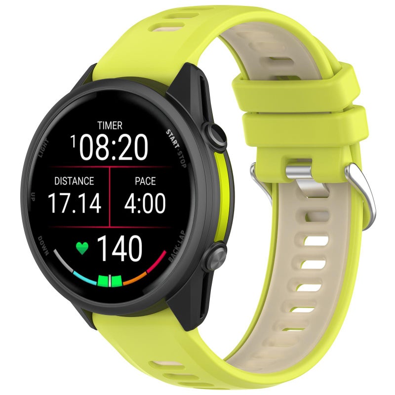 إيروريكس سوار ساعة Garmin Forerunner 970 الرياضي المصنوع من الفولاذ بلونين من السيليكون (أخضر ليموني) - Image 1