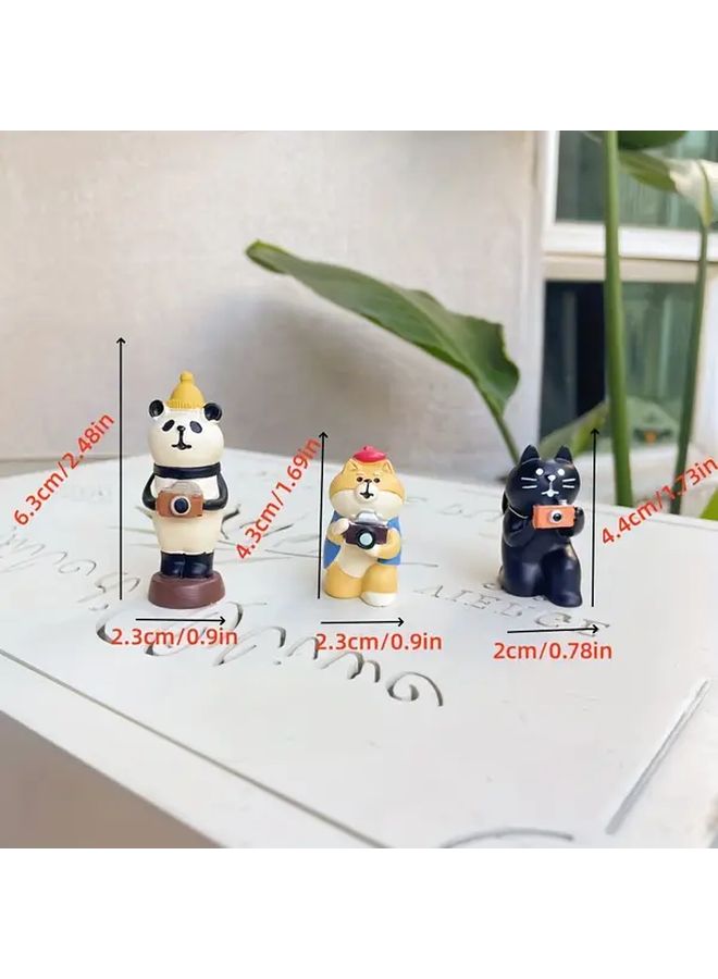 Charming Hand Painted Resin Cat Panda Shiba Model Figurine Gift For Photography Lovers - Image 3