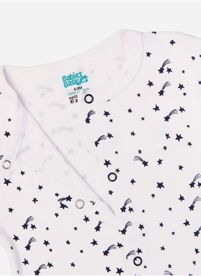 Babies Basic Printed Cotton Long Sleeves Sleepsuit  - Image 3
