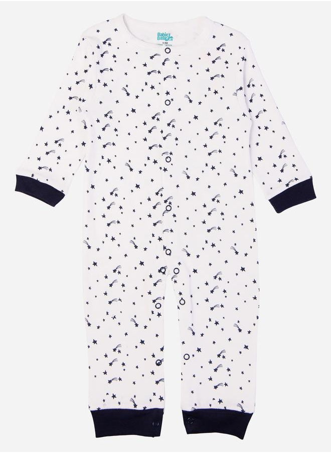Babies Basic Printed Cotton Long Sleeves Sleepsuit  - Image 1