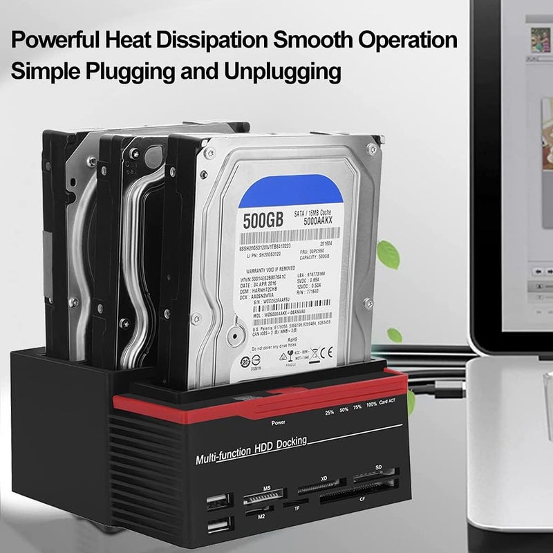 Zopsc محطة إرساء الأقراص الصلبة USB 3.0 SATA/IDE ثلاثية المآخذ مع وظيفة النسخ غير المتصل 12V / 3A مزود طاقة مستقل - Image 3