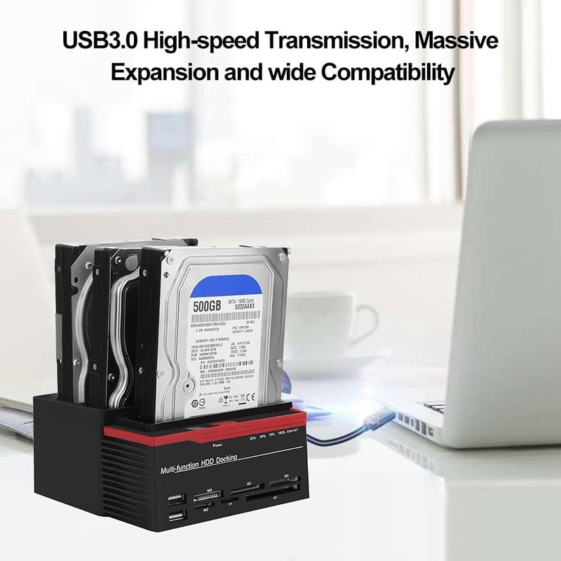 Zopsc محطة إرساء الأقراص الصلبة USB 3.0 SATA/IDE ثلاثية المآخذ مع وظيفة النسخ غير المتصل 12V / 3A مزود طاقة مستقل - Image 4