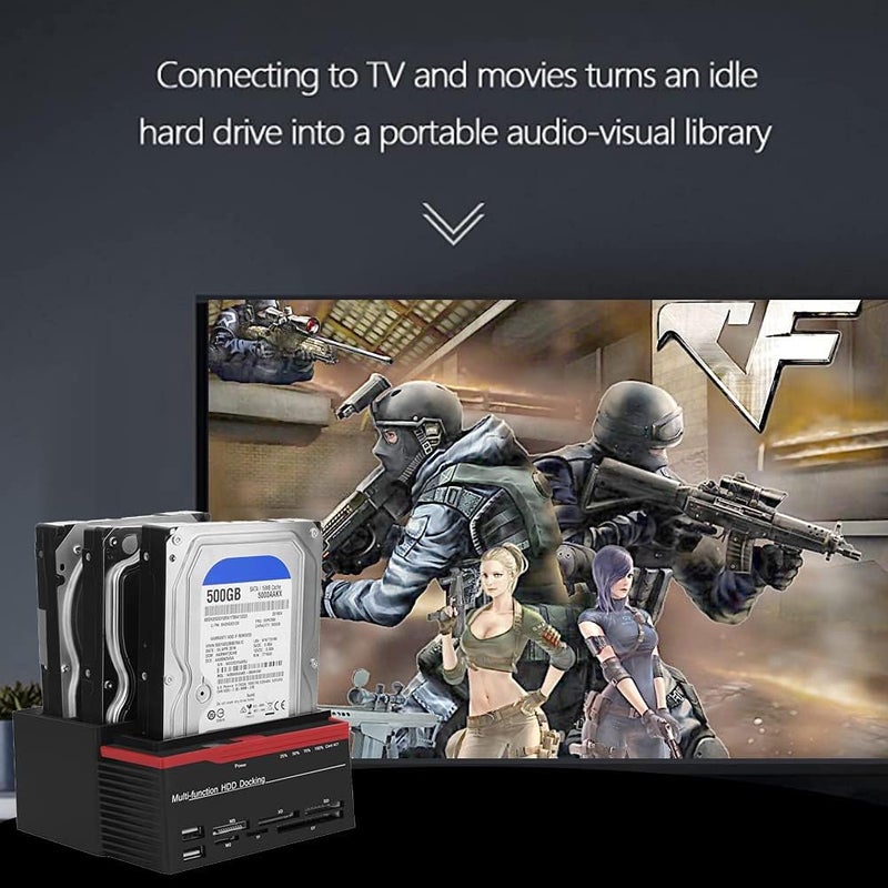 Zopsc محطة إرساء الأقراص الصلبة USB 3.0 SATA/IDE ثلاثية المآخذ مع وظيفة النسخ غير المتصل 12V / 3A مزود طاقة مستقل - Image 2