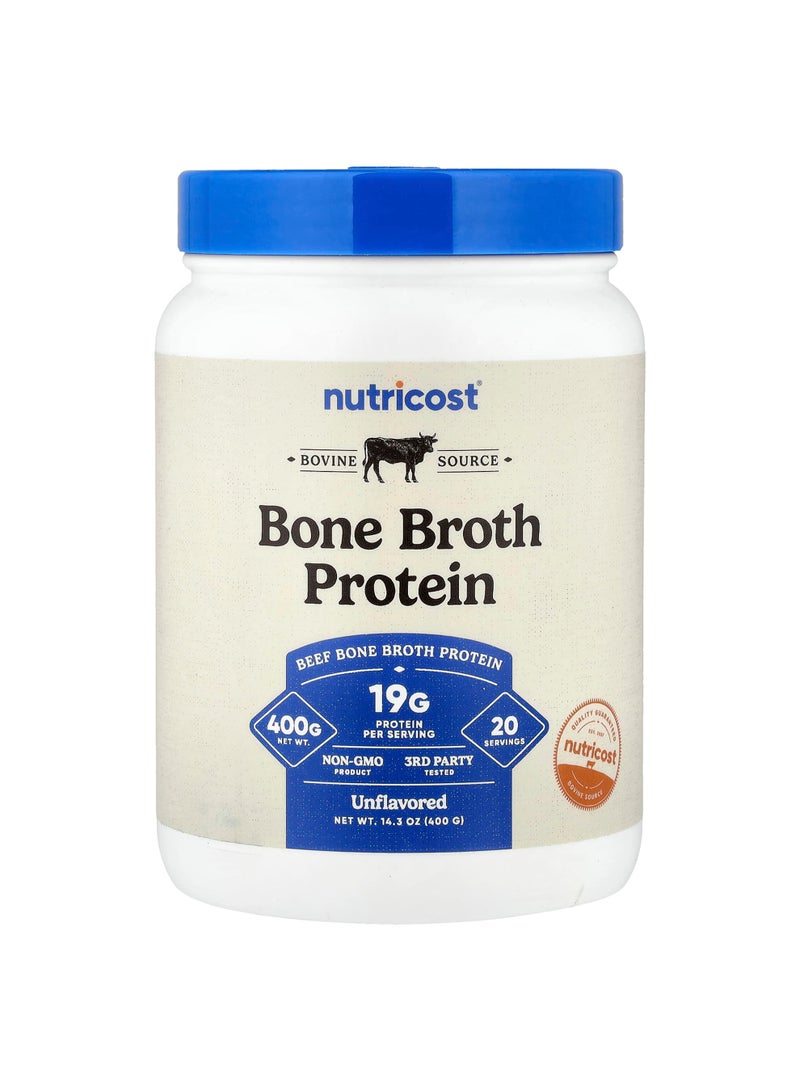 Nutricost Bone Broth Protein, Unflavored, 14.3 oz (400 g)