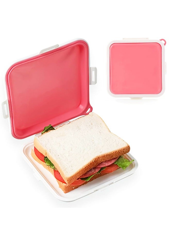 حامل ساندويتش من السيليكون مع خاصية الفتح السريع، خالٍ من مادة BPA، مانع للتسرب، حامل ساندويتش بلاستيكي قابل لإعادة الاستخدام لتخزين الفاكهة والسلطات والوجبات الخفيفة والطعام - Image 1