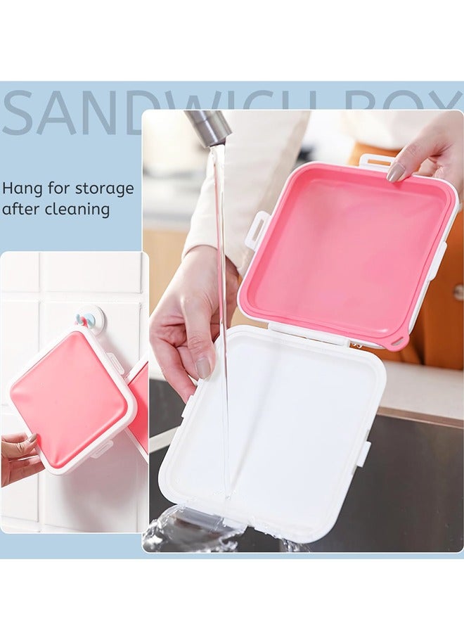 حامل ساندويتش من السيليكون مع خاصية الفتح السريع، خالٍ من مادة BPA، مانع للتسرب، حامل ساندويتش بلاستيكي قابل لإعادة الاستخدام لتخزين الفاكهة والسلطات والوجبات الخفيفة والطعام - Image 4