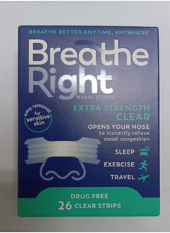 Breathe Right Nasal Strips Extra Strength For Sensitive Skin 26 Clear Strips  - Image 1