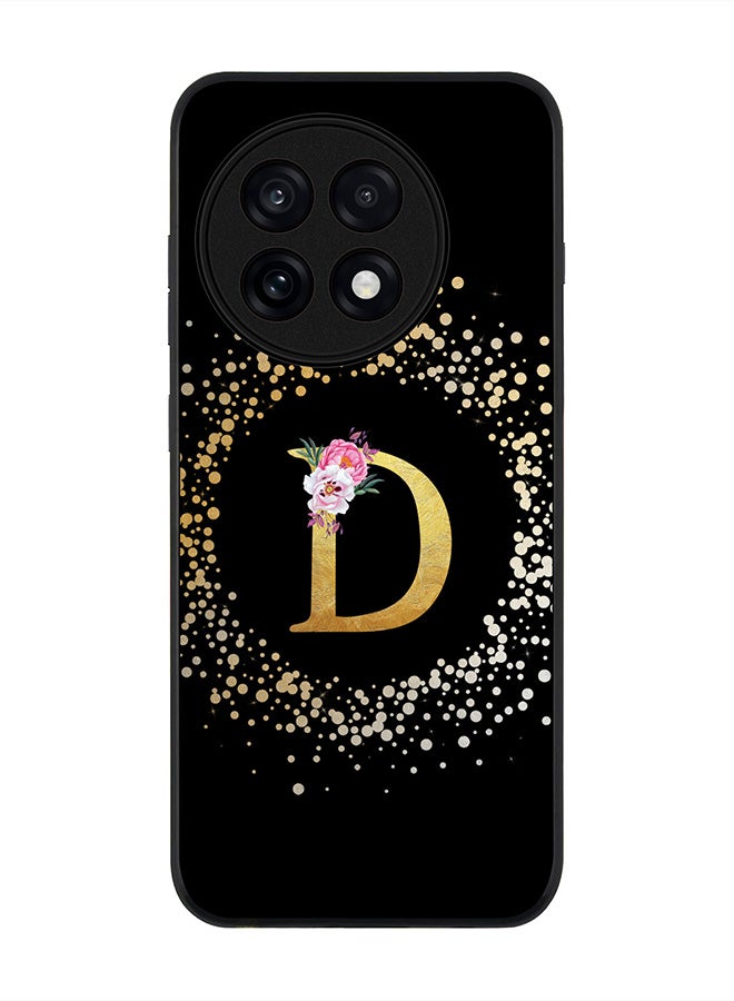 Stylizedd For OnePlus 13R / Ace 5 Pro Case,Slim fit Camera Protection, Shockproof Thin Phone cover  - Custom Monogram Floral - D ( Black )