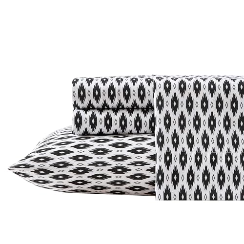 Wrangler Queen Size Sheet Set UltraSoft WrinkleResistant Bedding for Year Round Comfort Deep Pockets Bed Sheets with Matching Fitted Sheet Pillowcases Blaze Black - Image 1
