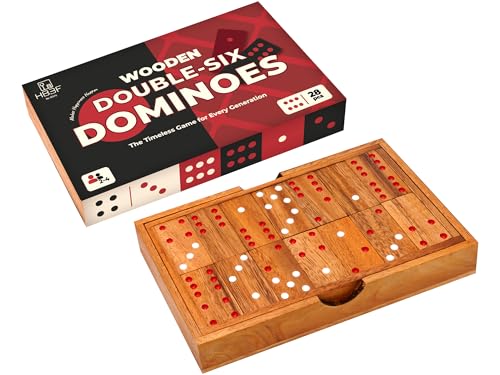 BSIRI Wood Dominos Set for Adults Double 6 Classic Thick Wooden Professional Colored Dominoes Game Travel Portable Six Domino Games Case Kit Bulk for Classroom - Image 1