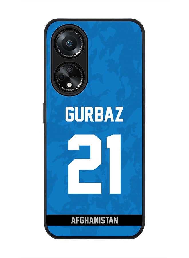 Stylizedd Rugged Black edge case for Oppo A98 5G, Slim fit Soft Case Flexible Thin Cover- Team Afghanistan Rahmanullah Gurbaz, Jersey No 21 - Image 1