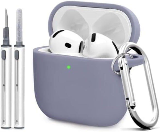 Woyinger Silicone Case Cover for AirPods 4th Gen, Soft Skin, Full Protection, Keychain, Cleaner Kit (Milk Tea) - Image 1