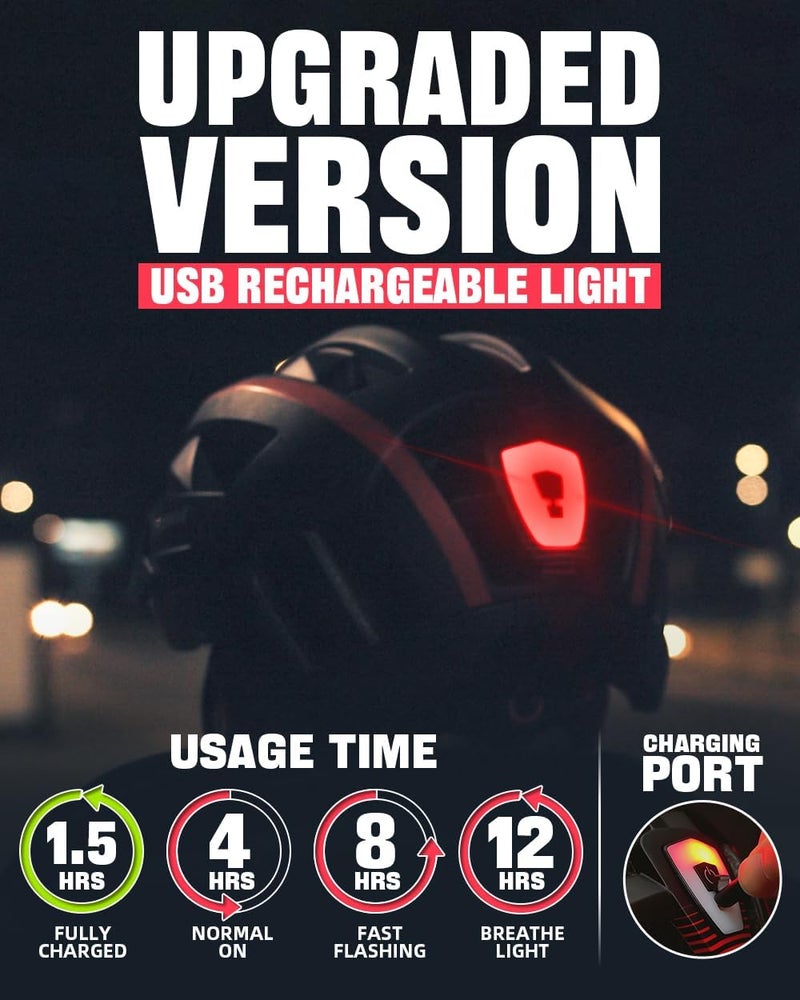 Victgoal Bike Helmet with USB Rechargeable LED Light and Removable Magnetic Goggles - Blue - Image 4