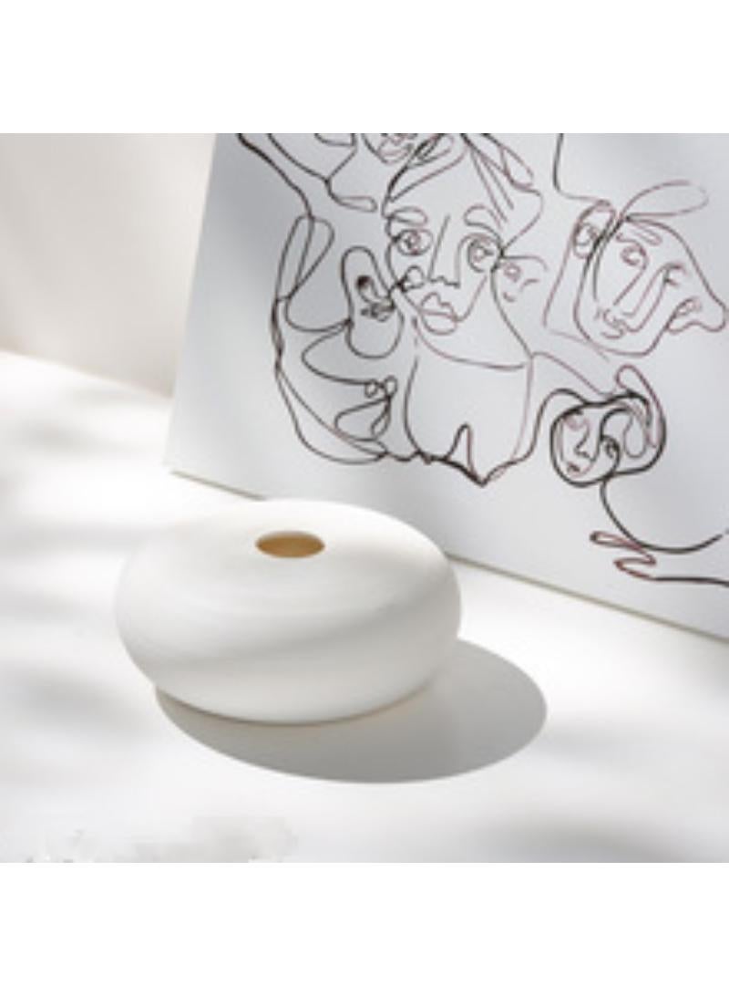 الأزرق جي دبليو غرفة معيشة عصرية بسيطة عصرية طاولة طعام مبتكرة طاولة قهوة طاولة قهوة ديكور منزلي مزهرية سيراميك بيضاوية بيضاء حليبية - Image 1