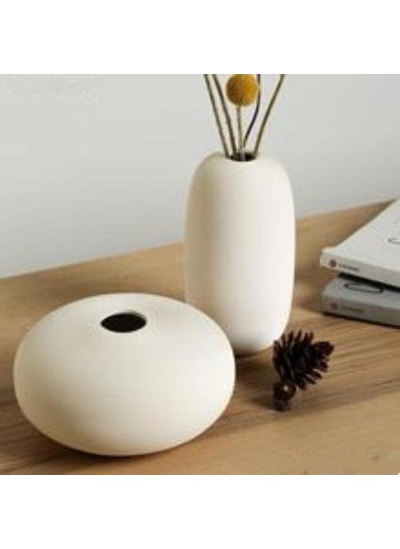 Bluejw - Modern Minimalist Living Room Creative Dining Table Coffee Table Home Decoration Oval Milky White Ceramic Vase - Image 1