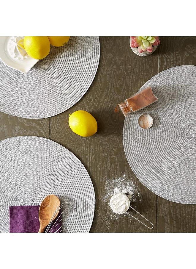 yongsheng Washable Round Woven Table Mat Coaster, 15 Inches Wipeable Scratch Resistant Table Placemats for Kitchen Table, Dining Room（6 pcs）  - Image 3