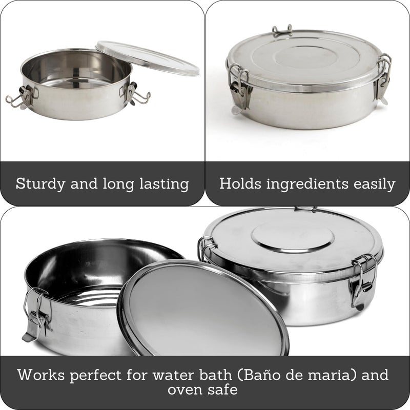 IMUSA 1.5Qt Stainless Steel Flan Mold with Lid, Round Baking Pan for Flan, Cheesecake, Pudding, and Desserts, Silver - Image 2