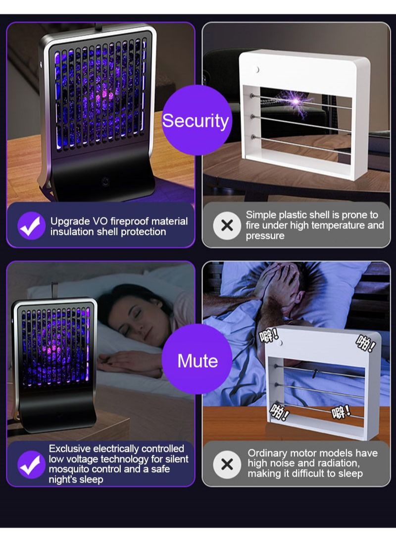 Sunhome USB Charging UV Electric Mosquito Device Lamp Electric Shock Mosquito Killer Lamp 5W BG-007 Black - Image 2