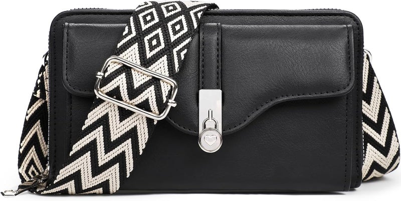 ketmart Crossbody Bags for Women Cross Body Purse with Guitar Strap Lightweight small Shoulder Bag of phone,key and money for Travel, shoppinf and party us bag(Color_Black) - Image 1