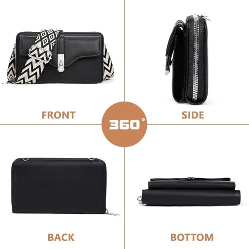 ketmart Crossbody Bags for Women Cross Body Purse with Guitar Strap Lightweight small Shoulder Bag of phone,key and money for Travel, shoppinf and party us bag(Color_Black) - Image 5