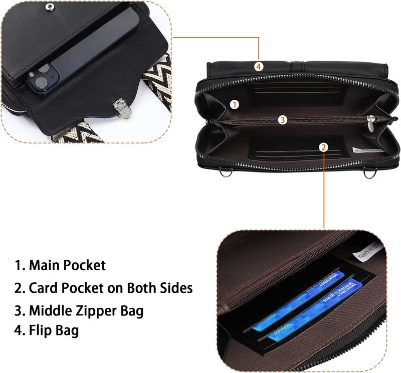 ketmart Crossbody Bags for Women Cross Body Purse with Guitar Strap Lightweight small Shoulder Bag of phone,key and money for Travel, shoppinf and party us bag(Color_Black) - Image 3