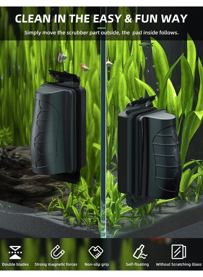 Jasonwell Magnetic Aquarium Fish Tank Cleaner Magnet Scraper for Glass Aquariums Cleaning Tools Scrubber Floating Brush (S) - Image 2